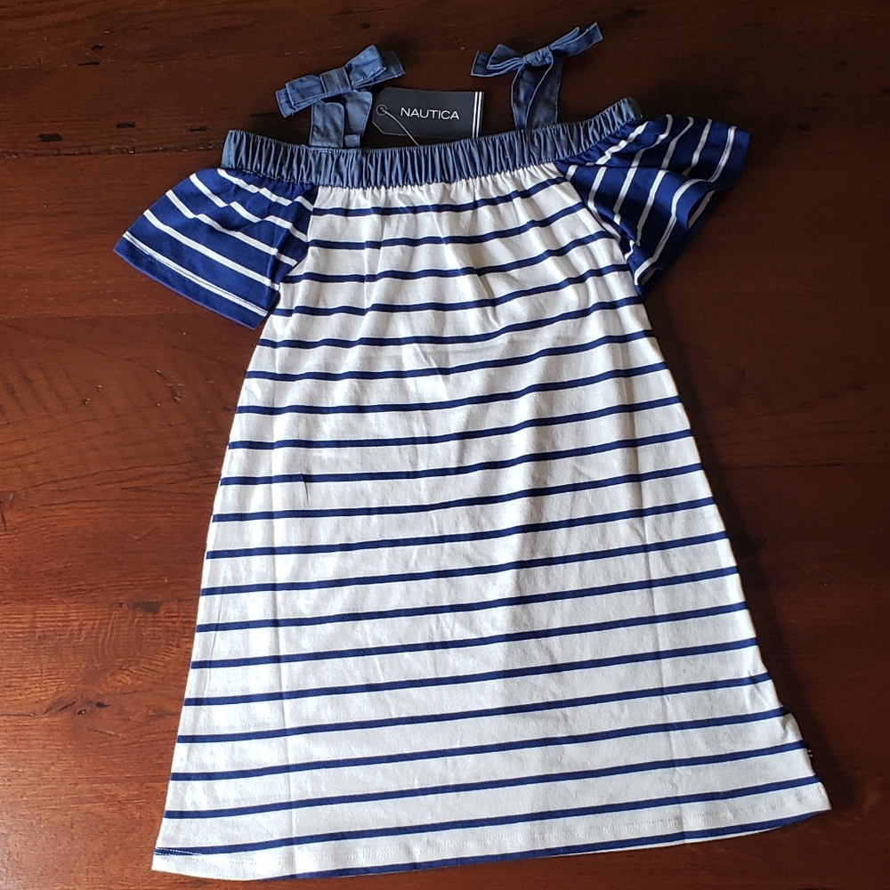 Nautica off-the-shoulder girls dress NWT
